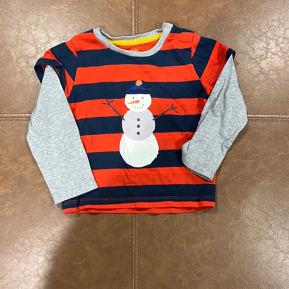 Mini Boden Snowman Long sleeve Shirt